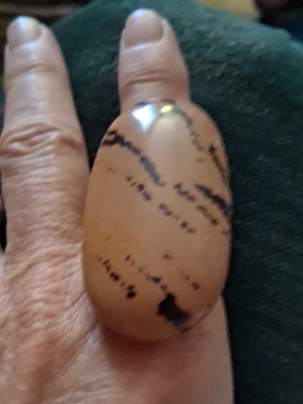 Cream and Black Statement Stone Ring for Women